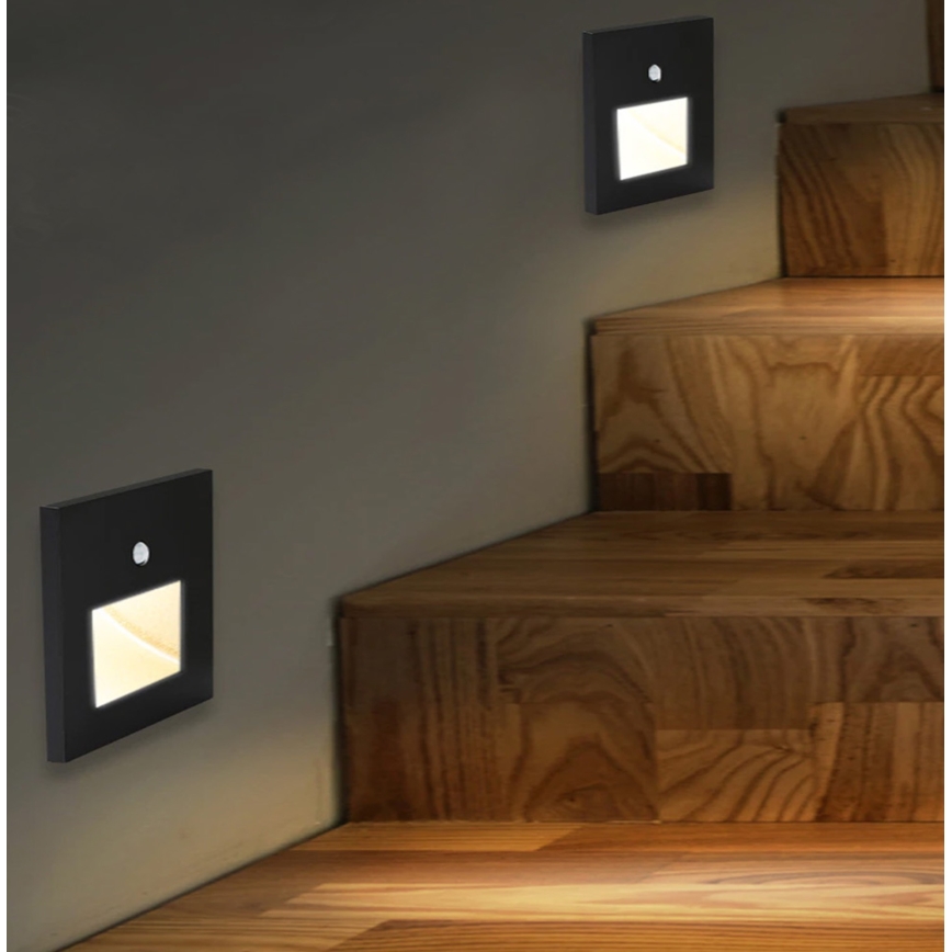 Emithor 70418 - LED Schodiskové svietidlo so senzorom SUNNY LED/1W/230V 4000K čIerna