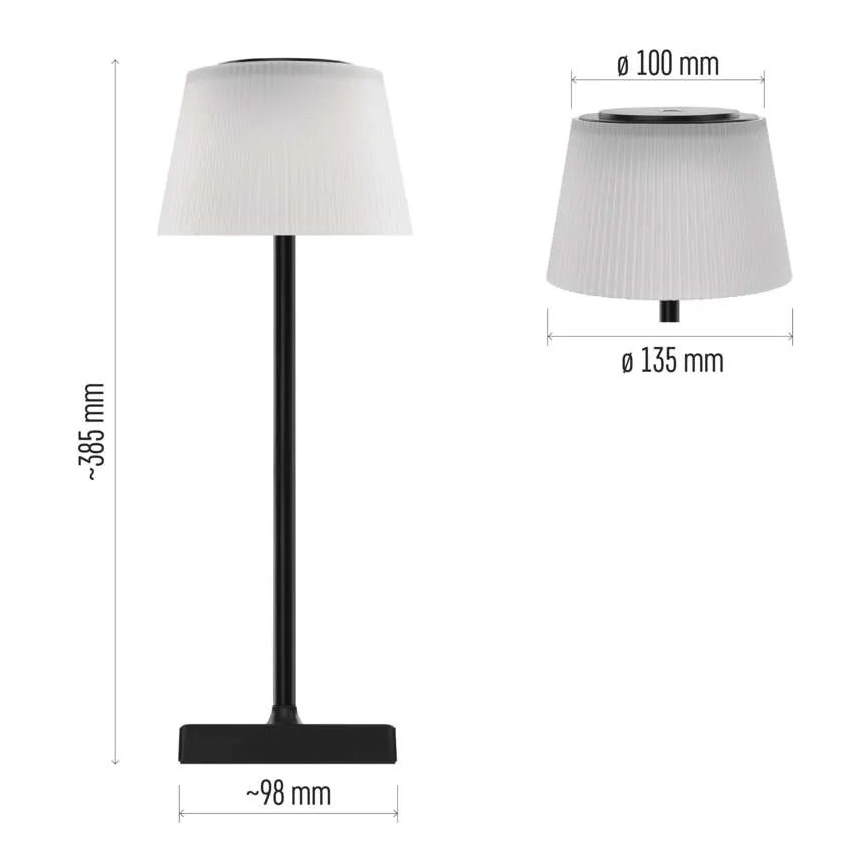 LED Stmievateľná nabíjecí lampa KATIE LED/4W/10V 1800mAh IP44 CRI 90 čierna