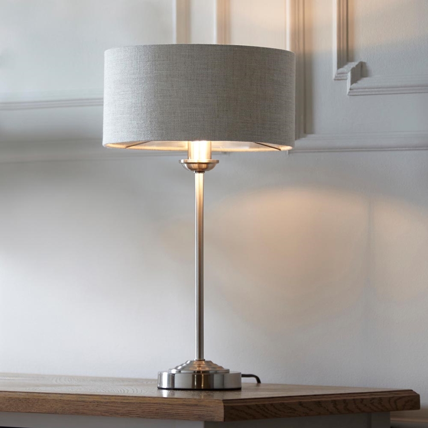Endon 100646 - Stolná lampa HIGHCLERE, 1×E14/7W/230V, béžová s matným chrómom, priemer 25 cm