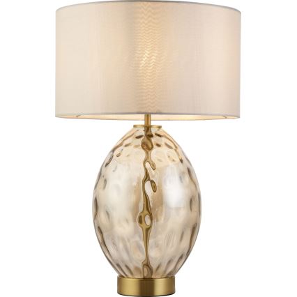 Endon 101150 - Stmievateľná stolná lampa ERIN 1xE27/10W/230V biela/mosadz/dýmovo-béžová