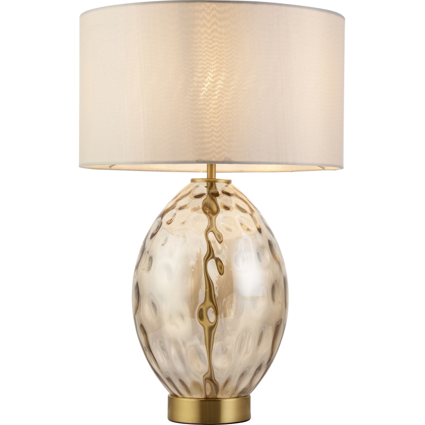 Endon 101150 - Stmievateľná stolná lampa ERIN 1xE27/10W/230V biela/mosadz/dýmovo-béžová