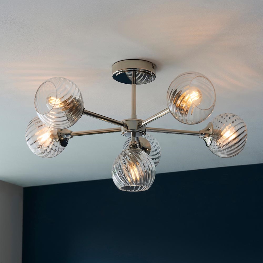 Endon 104050 - Luster na tyči ALLEGRA 6xE14/7W/230V lesklý chróm/číra