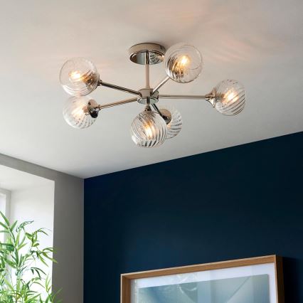 Endon 104050 - Luster na tyči ALLEGRA 6xE14/7W/230V lesklý chróm/číra