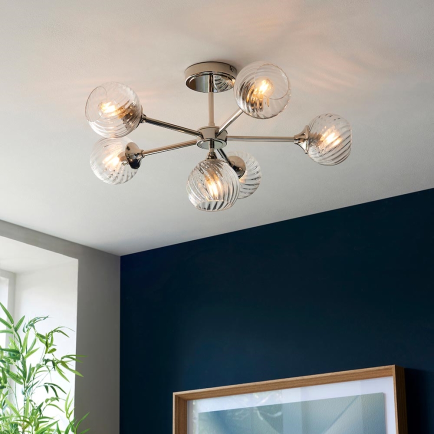 Endon 104050 - Luster na tyči ALLEGRA 6xE14/7W/230V lesklý chróm/číra