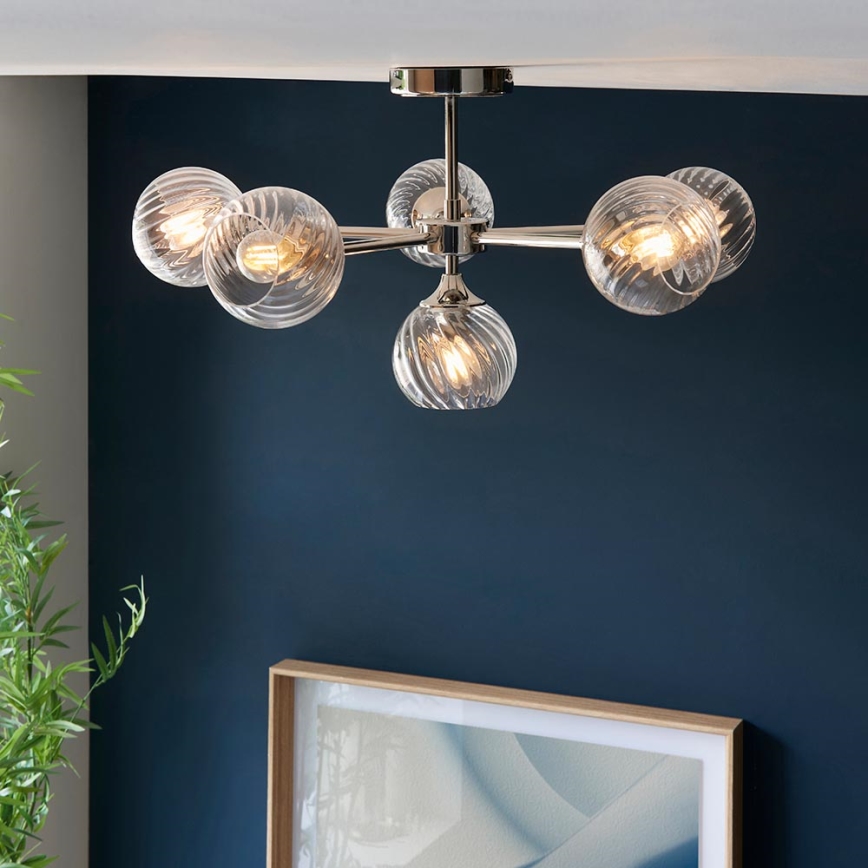 Endon 104050 - Luster na tyči ALLEGRA 6xE14/7W/230V lesklý chróm/číra