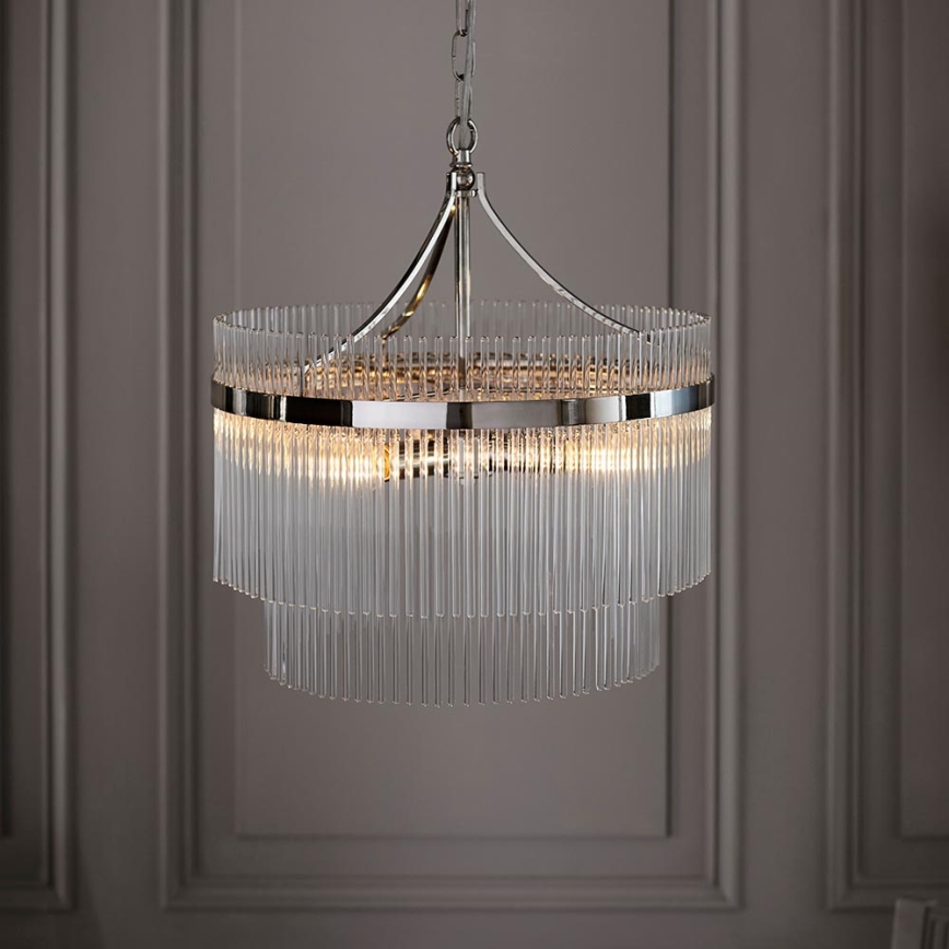 Endon 104112 - Luster na reťazi MARIETTA 5xE14/7W/230V lesklý chróm/číre sklo