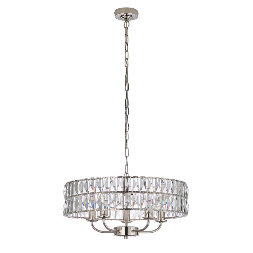 Endon 104467 - Luster na reťazi CLIFTON 5xE14/6W/230V lesklý chróm/číra pr. 50,5 cm