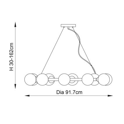 Endon 106008 - Luster na lanku OTIS 10xG9/3W/230V zlatý