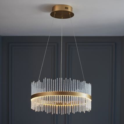Endon 107671 - LED Stmievateľný luster na lanku ADRIEL LED/41W/230V 3000K pr. 51 cm zlatá/číra