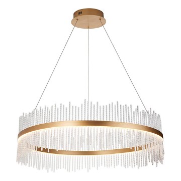 Endon 107672 - LED stmievateľný luster na lankách ADRIEL LED/83W/230V 3000K priemer 89 cm zlatá/číra
