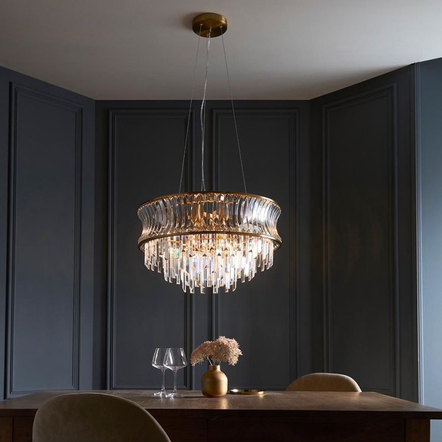 Endon 107785 - Závesný luster na lanku 9xE14/6W/230V mosadz