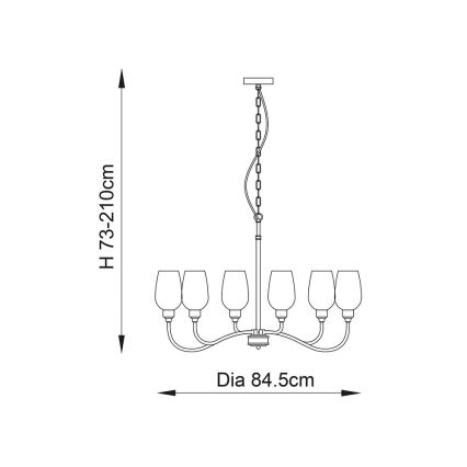 Endon 107791 - Luster na reťazi 6xE14/6W/230V mosadz