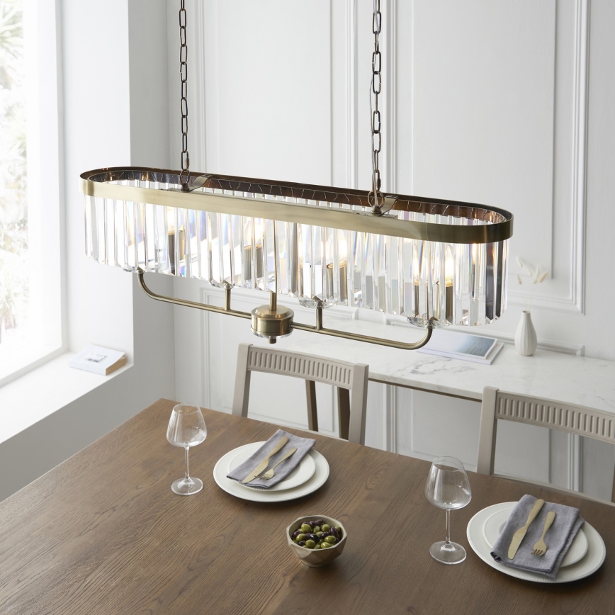 Endon 110539 - Luster na reťazi CHESTERFIELD 4xE14/6W/230V mosadz