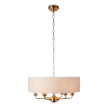 Endon 110722 - Luster na reťazi HIGHCLERE 6xE14/6W/230V béžová/mosadz pr. 55 cm
