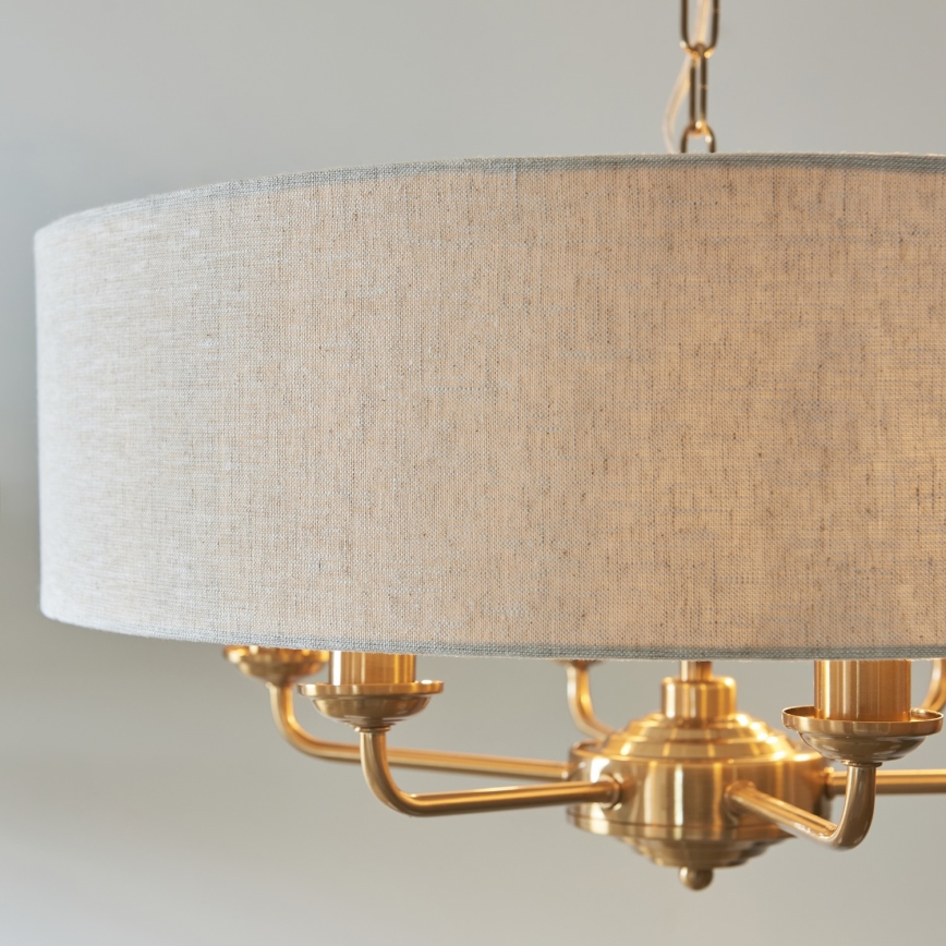 Endon 110722 - Luster na reťazi HIGHCLERE 6xE14/6W/230V béžová/mosadz pr. 55 cm