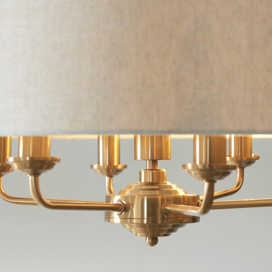 Endon 110722 - Luster na reťazi HIGHCLERE 6xE14/6W/230V béžová/mosadz pr. 55 cm