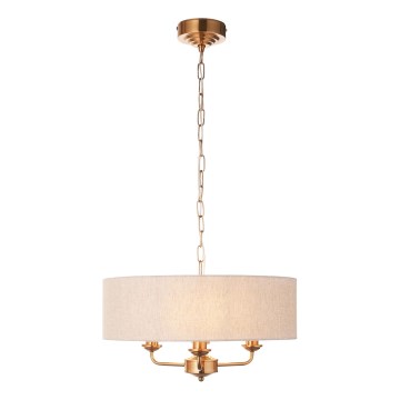 Endon 110723 - Luster na reťazi HIGHCLERE 3xE14/40W/230V béžová/mosadz pr. 45 cm