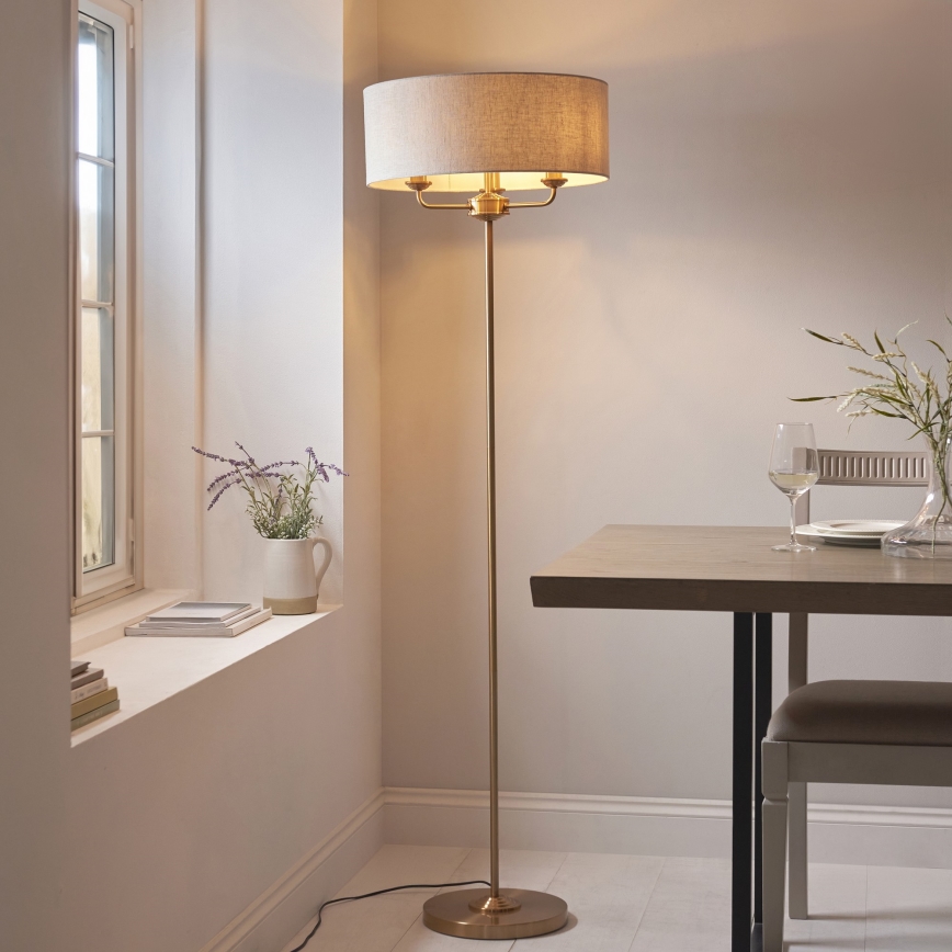 Endon 110724 - Stojacia lampa HIGHCLERE 1xE14/40W/230V béžová/mosadz