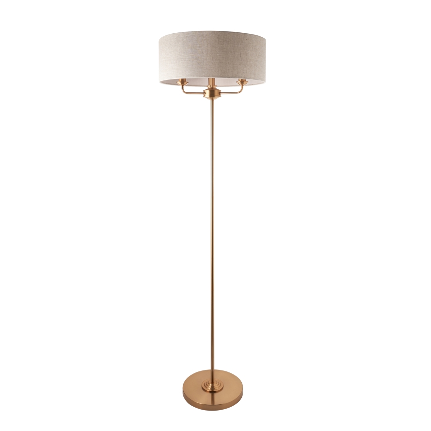 Endon 110724 - Stojacia lampa HIGHCLERE 1xE14/40W/230V béžová/mosadz