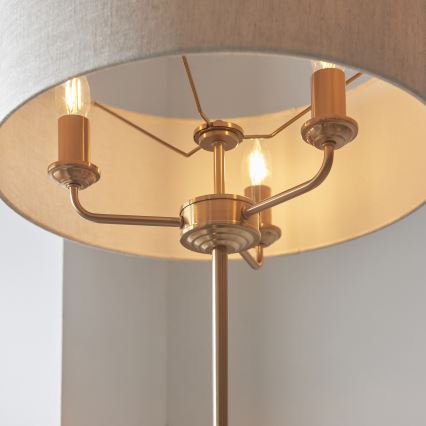 Endon 110724 - Stojacia lampa HIGHCLERE 1xE14/40W/230V béžová/mosadz