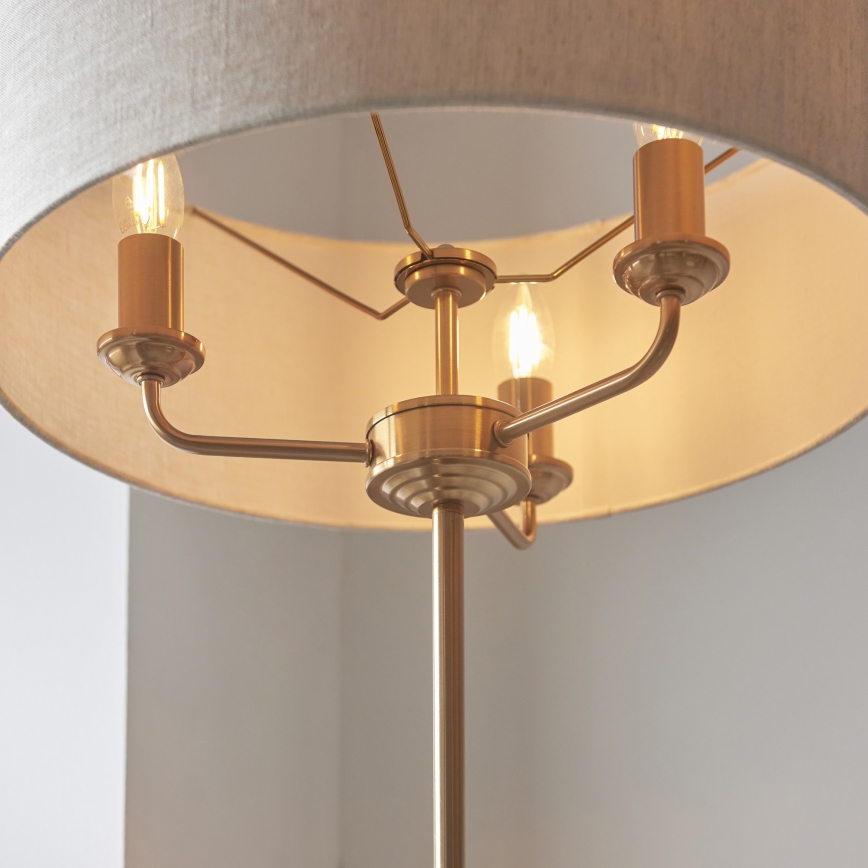 Endon 110724 - Stojacia lampa HIGHCLERE 1xE14/40W/230V béžová/mosadz