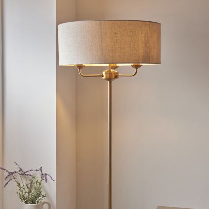 Endon 110724 - Stojacia lampa HIGHCLERE 1xE14/40W/230V béžová/mosadz