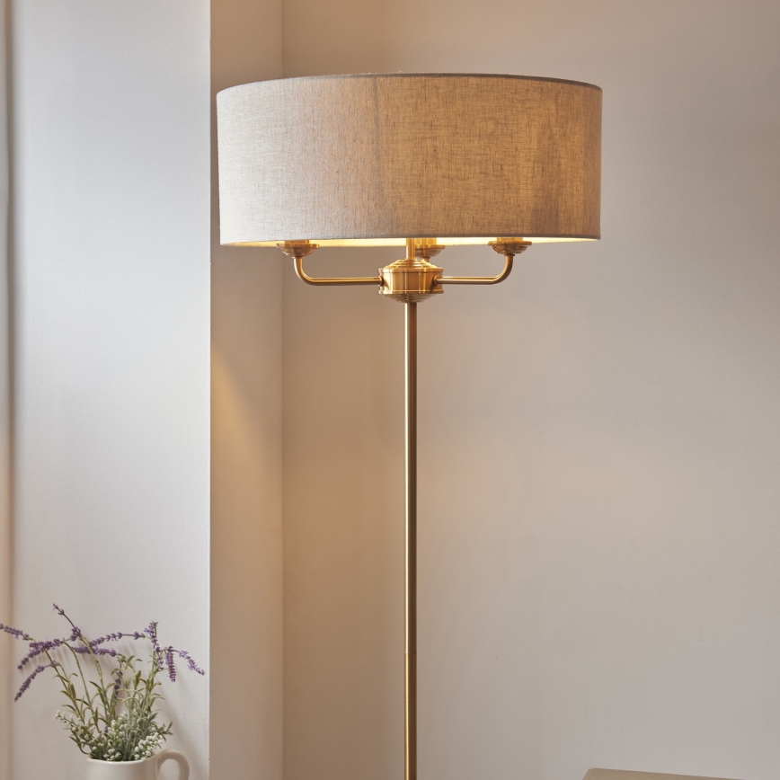 Endon 110724 - Stojacia lampa HIGHCLERE 1xE14/40W/230V béžová/mosadz