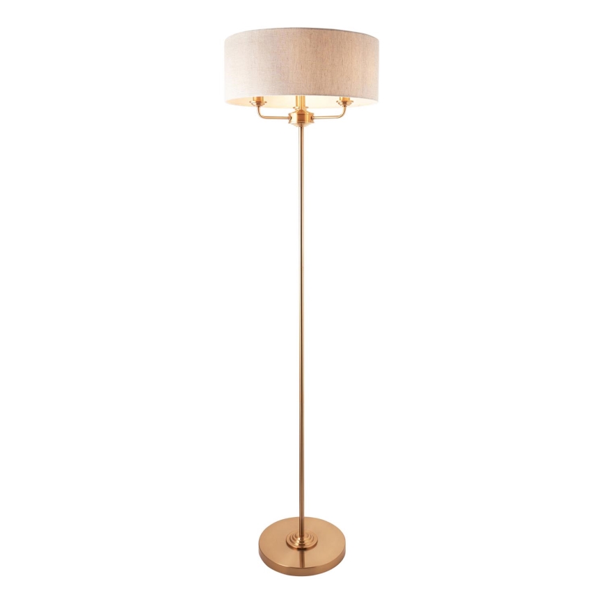 Endon 110724 - Stojacia lampa HIGHCLERE 1xE14/40W/230V béžová/mosadz pr. 47 cm