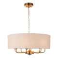 Endon 110727 - Luster na reťazi HIGHCLERE 8xE14/6W/230V béžová/mosadz pr. 70 cm