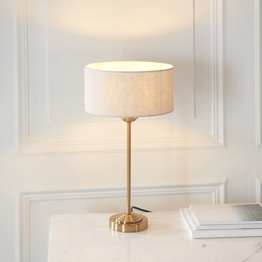 Endon 110728 - Stolová lampa HIGHCLERE 1xE14/7W/230V béžová/mosadz priemer 25 cm