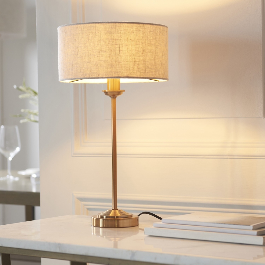 Endon 110728 - Stolová lampa HIGHCLERE 1xE14/7W/230V béžová/mosadz priemer 25 cm