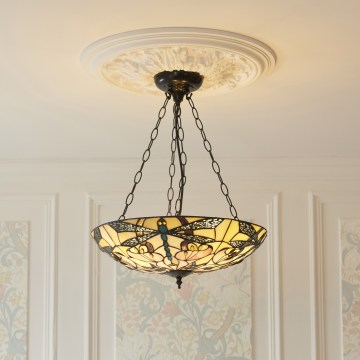 Endon 111869 - Závesný luster na reťazi Tiffany ASHTON 3xE27/10W/230V pr. 45 cm