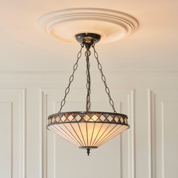 Endon 111870 - Luster na reťazi Tiffany FARGO 3xE27/10W/230V priemer 41,5 cm