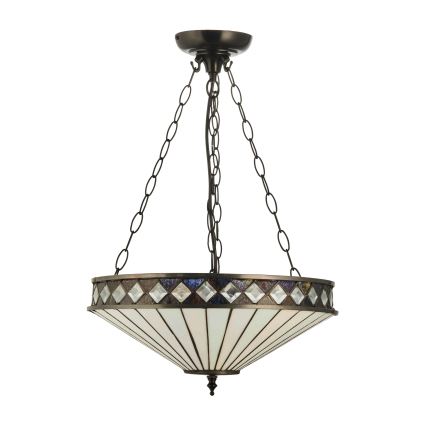 Endon 111870 - Luster na reťazi Tiffany FARGO 3xE27/10W/230V priemer 41,5 cm