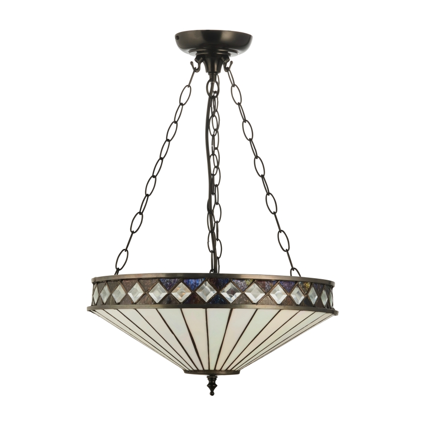 Endon 111870 - Luster na reťazi Tiffany FARGO 3xE27/10W/230V priemer 41,5 cm
