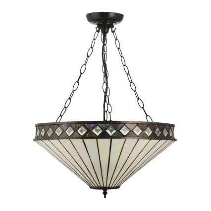 Endon 111871 - Luster na reťazi Tiffany FARGO 3xE27/10W/230V priemer 50 cm