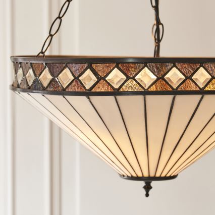 Endon 111871 - Luster na reťazi Tiffany FARGO 3xE27/10W/230V priemer 50 cm