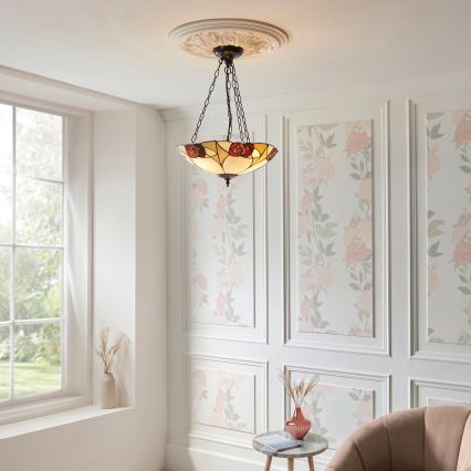 Endon 111879 - Luster na reťazi Tiffany INGRAM 3xE27/10W/230V pr. 45 cm