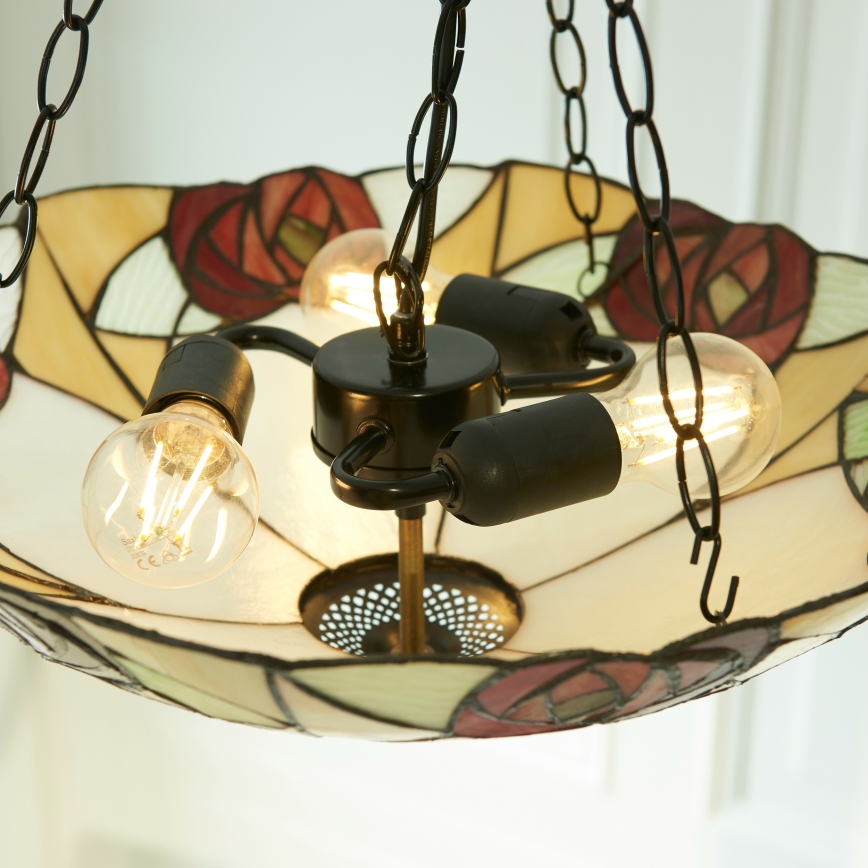 Endon 111879 - Luster na reťazi Tiffany INGRAM 3xE27/10W/230V pr. 45 cm