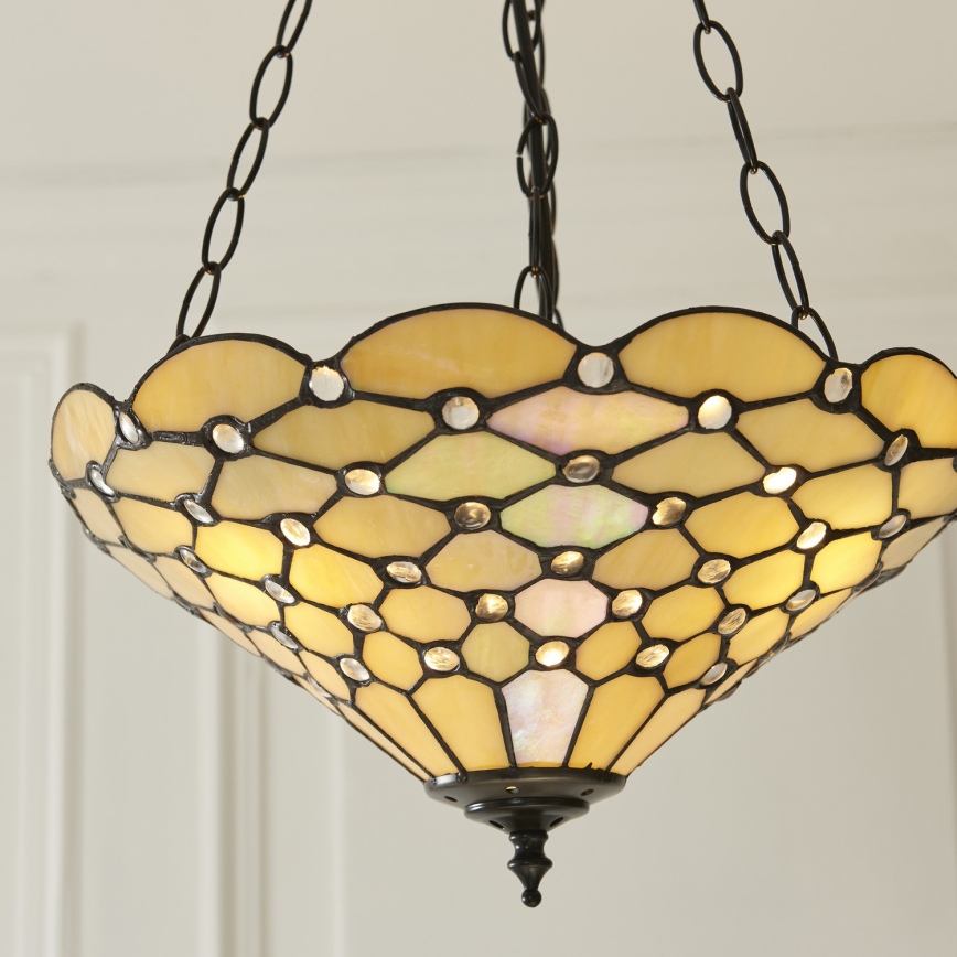 Endon 111884 - Luster na reťazi Tiffany PEARL 3xE27/10W/230V pr. 37 cm