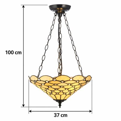 Endon 111884 - Luster na reťazi Tiffany PEARL 3xE27/10W/230V pr. 37 cm