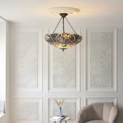 Endon 111887 - Luster na reťazi Tiffany SULLIVAN 3xE27/10W/230V pr. 57 cm