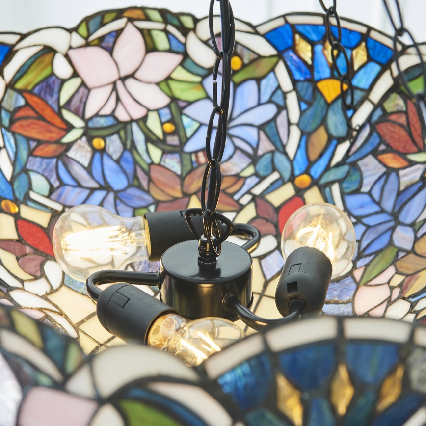 Endon 111887 - Luster na reťazi Tiffany SULLIVAN 3xE27/10W/230V pr. 57 cm