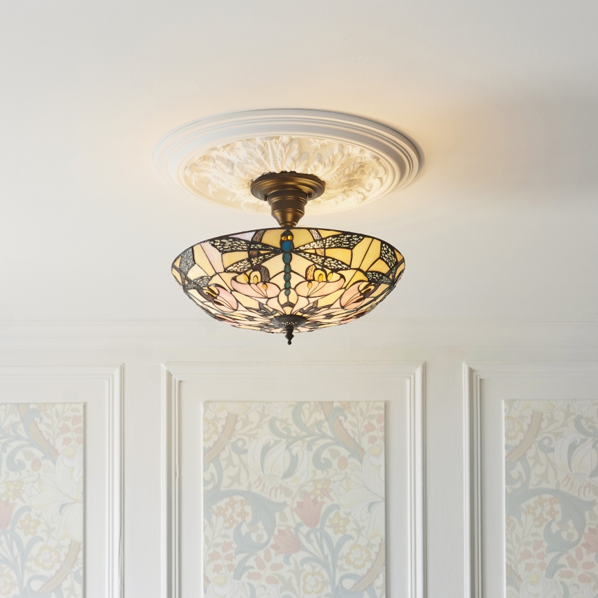 Endon 111892 - Prisadený luster Tiffany ASHTON 3xE27/10W/230V priemer 45 cm