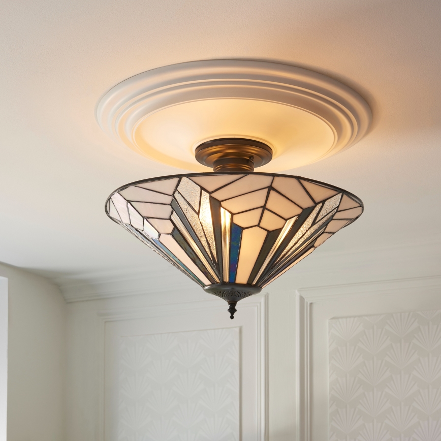 Endon 111895 - Prisadený luster Tiffany ASTORIA, 3×E27, 10 W, 230 V, priemer 48 cm