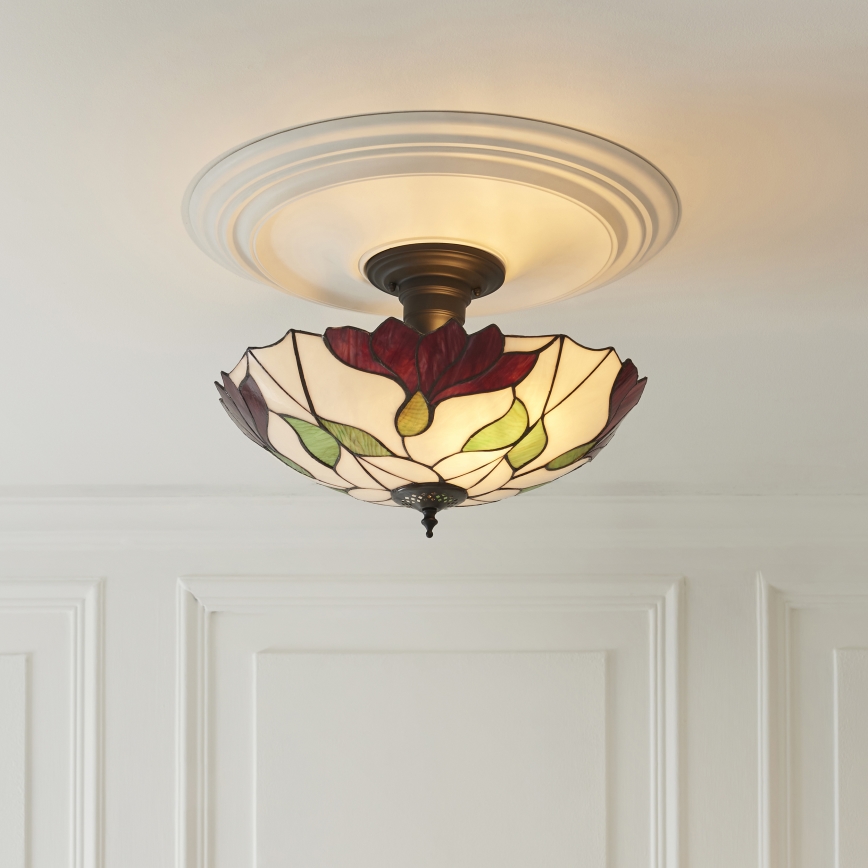 Endon 111896 - Prisadený luster Tiffany BOTANICA 3×E27/10W/230V, priemer 45 cm