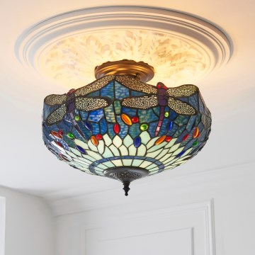 Endon 111897 - Prisadený luster Tiffany DRAGONFLY 3xE27/10W/230V, priemer 41 cm