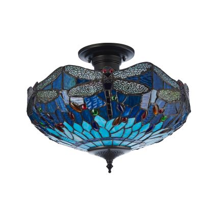 Endon 111897 - Prisadený luster Tiffany DRAGONFLY 3xE27/10W/230V, priemer 41 cm