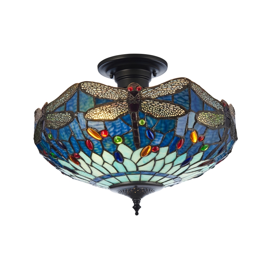 Endon 111897 - Prisadený luster Tiffany DRAGONFLY 3xE27/10W/230V, priemer 41 cm