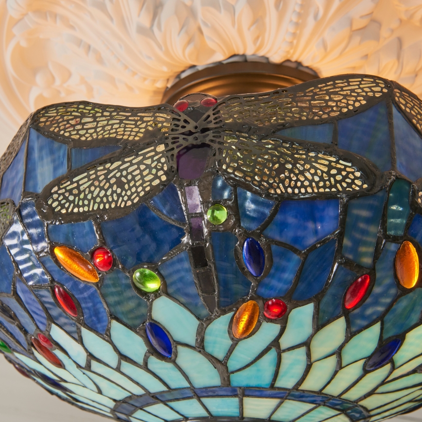 Endon 111897 - Prisadený luster Tiffany DRAGONFLY 3xE27/10W/230V, priemer 41 cm